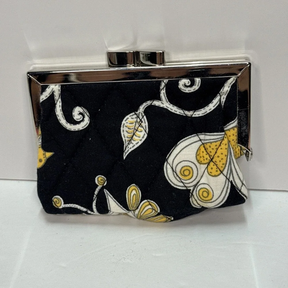 Vera Bradley Kisslock Coin Purse Black Floral, 4
